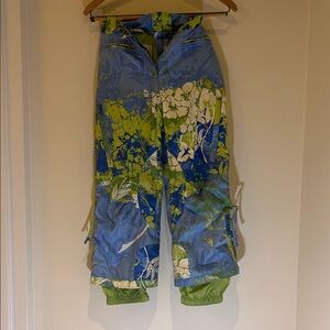 Obermeyer Abstract Blue and Green Snow Pants Kid Size 8